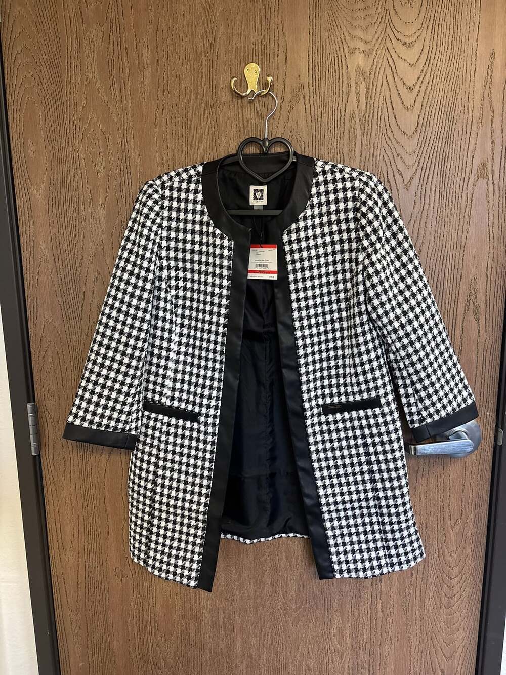 anne klein Quilted Houndstooth Jacket- Sale Anne Black/ Anne White Hotsell